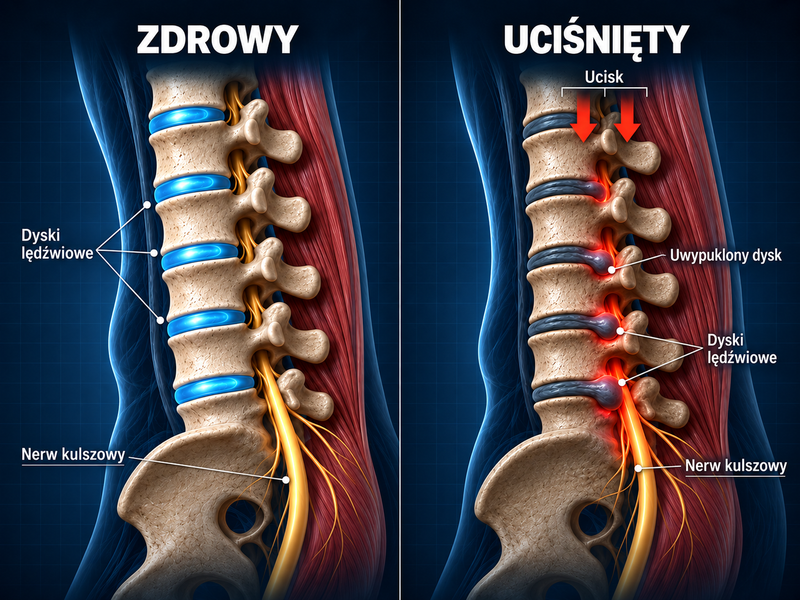 Zdrowy vs ściśnięty kręgosłup